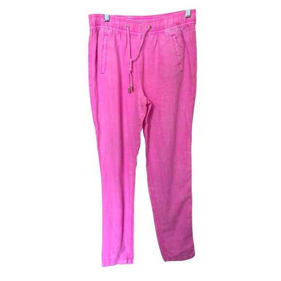 Lilly Pulitzer Linen Pants XS Pink Drawstring Beach Boho Chic Resort - Picture 1 of 11